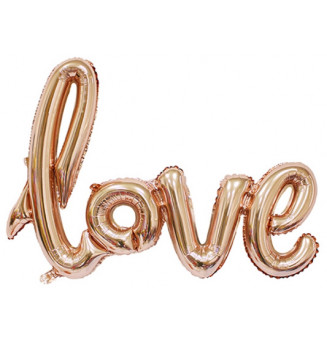 Фольгированный шар (41''/104 см) Фигура, Надпись "Love", Розовое Золото